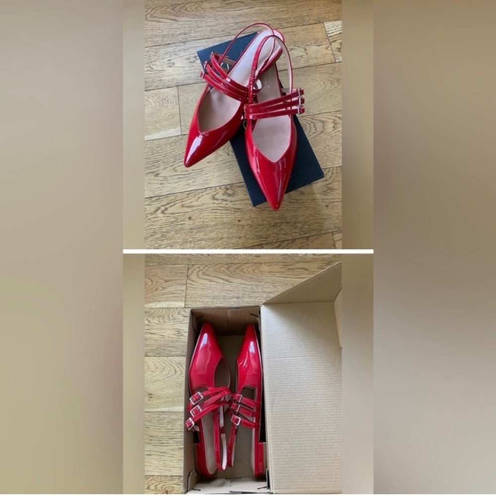 Cute Shoedazzle red slingback shoes flats New with Box - Picture 3 of 5